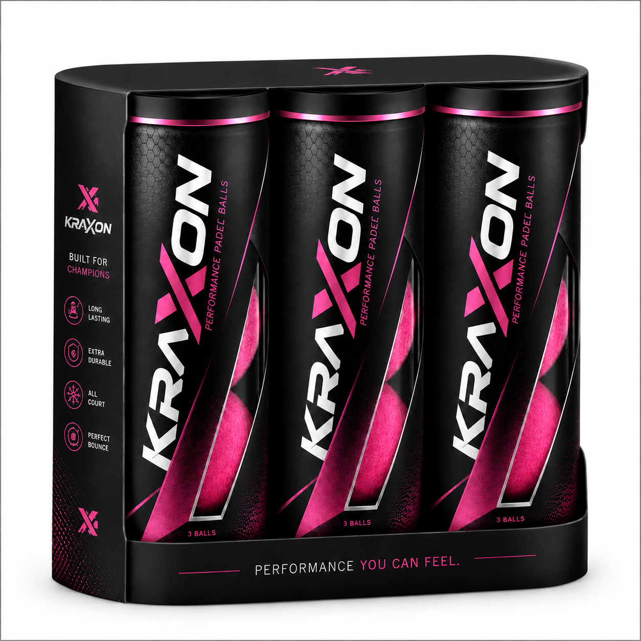 Kraxon pink padel balls 3 Pack       PRE-ORDER